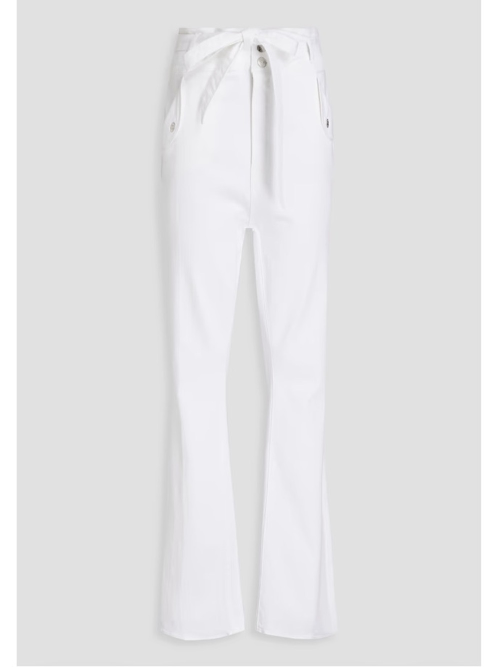 NWT Veronica Beard Belted High-Rise Bootcut White Jeans